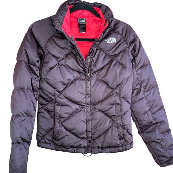 North Face Womens Aconcagua Down Jacket XS Purple TNF Zip Coat Outdoor Camp Hike - Picture 1 of 8